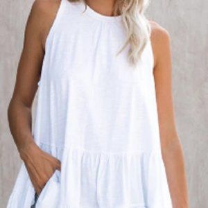 Ruffle Hem Tie Back Tank Top